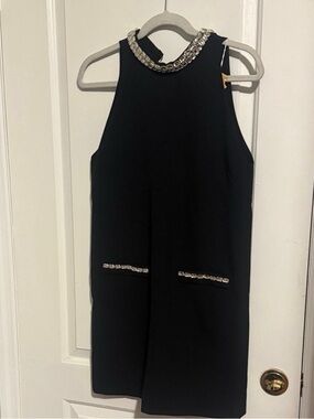 Sandro Black Mini Dress with Crystal Trim